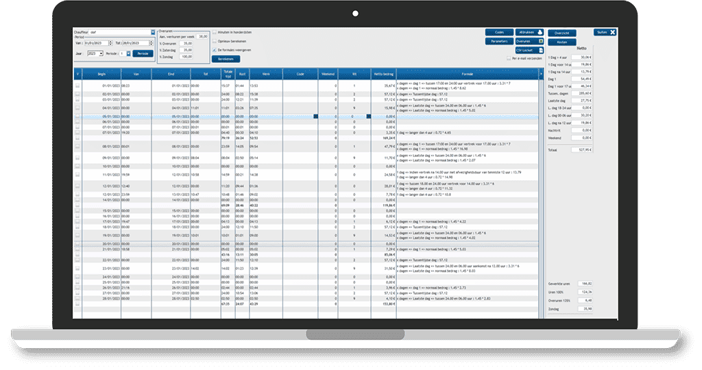 Example of LogiConnect-Salary on laptop